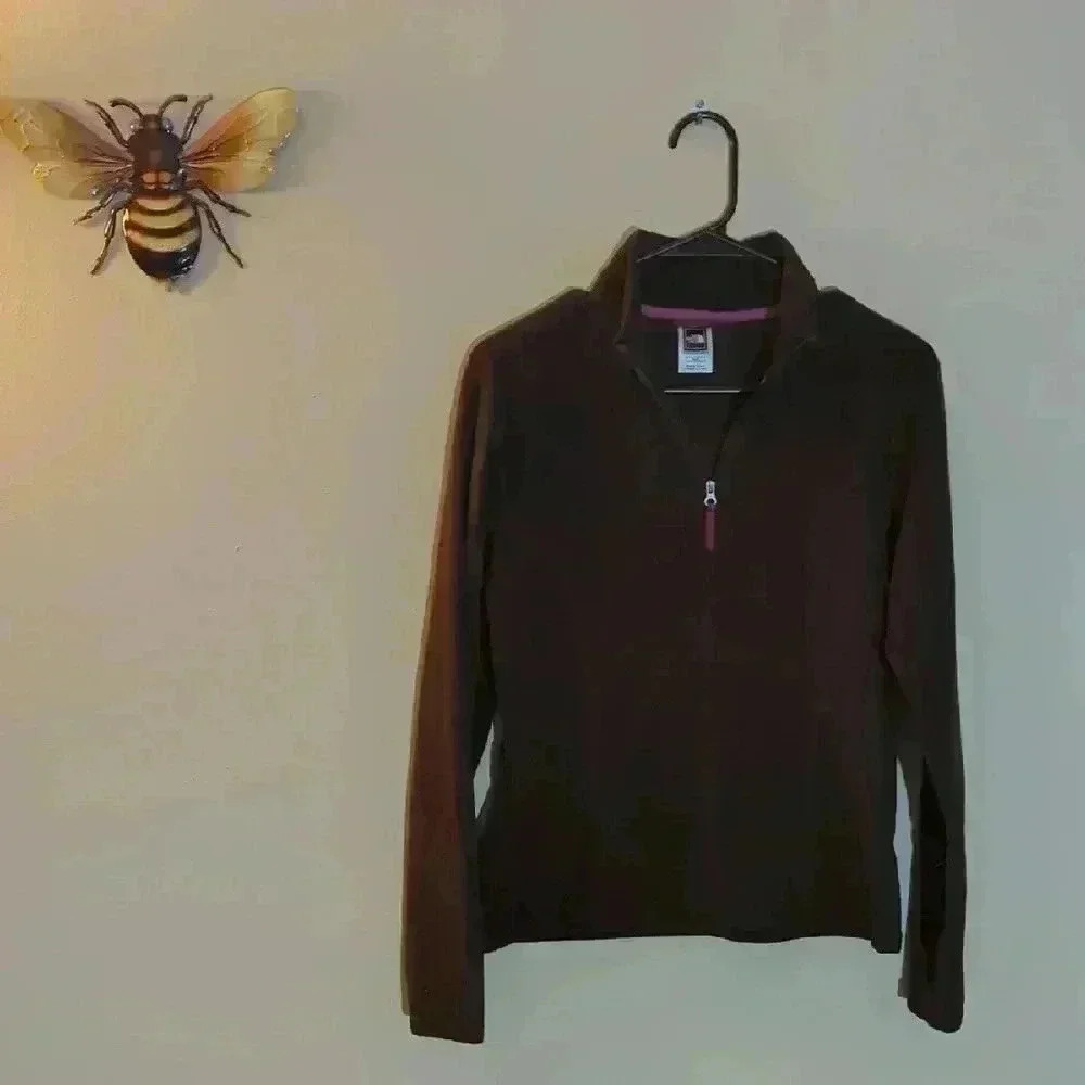 The North Face, partial zip up light weight jacket, brown and pink, medium